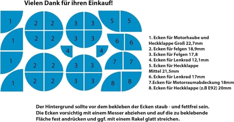 Schwarzes Emblem-Ecken-Aufkleber-Set – 30-teilig, UV-beständig und wetterfest, passend für BMW-Modelle – Bild 2