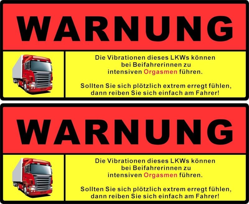 Funsticker Achtung Vibration Aufkleber 10x5,5 cm selbstklebend wetterfest UV-beständig Traktor LKW Auto Motorrad Spaßdeko – Bild 4