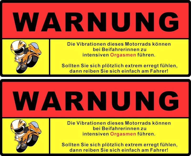 Funsticker Achtung Vibration Aufkleber 10x5,5 cm selbstklebend wetterfest UV-beständig Traktor LKW Auto Motorrad Spaßdeko – Bild 3