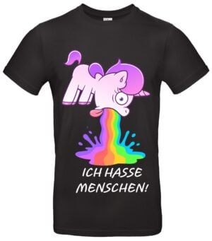 T-Shirt mit kotzendem Einhorn Lustiger Spruch Ich hasse Menschen Witzige Geschenkidee