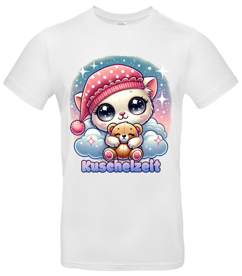 Kuscheliges Katzen-Shirt mit Teddybär Süßes Chibi-Motiv Kuschelzeit Perfekt für Tierliebhaber – Bild 2