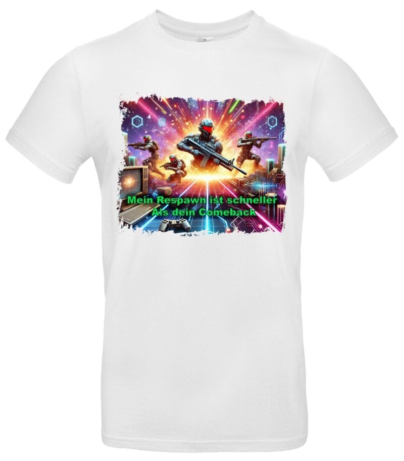 Gaming T-Shirt mit Spruch Mein Respawn ist schneller als dein Comeback Lustiges Gamer-Shirt – Bild 2