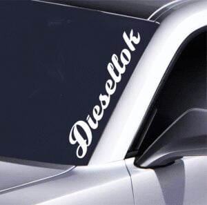 Diesellok Auto Aufkleber - Lustiger Schriftzug für Diesel Fahrzeuge - 55x9 cm für Frontscheibe - Tuning Deko für Auto & LKW - Hingucker mit Witz
