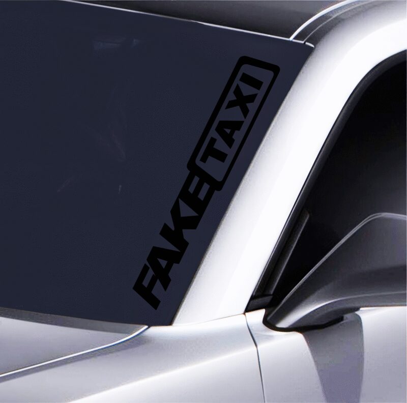 FakeTaxi Autoaufkleber – 55x8,5 cm Frontscheiben-Sticker – Tuning Deko fürs Auto – Lustiger Schriftzug für Casting Car – Witterungsbeständig & einfach anzubringen – Bild 3