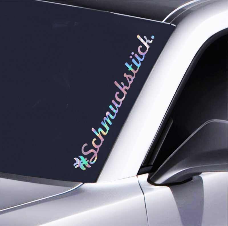Auto Aufkleber Schmuckstück wetterfest UV beständig rückstandsfrei entfernbar konturgeschnitten für Auto Fenster Laptop 55 cm breit in Weiß Schwarz oder Hologram Premiumfolie – Bild 3