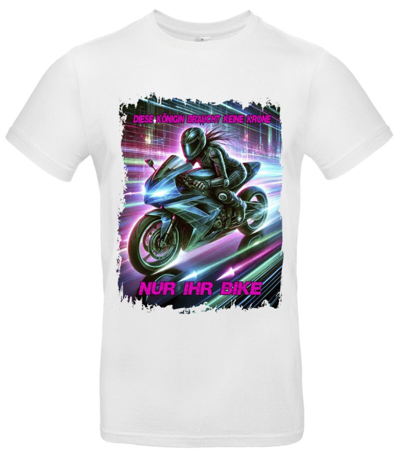 Motorradfahrerin T-Shirt Diese Königin braucht keine Krone Lustiger Spruch Für Bikerin & Moto Girls Geschenk für Frauen – Bild 2