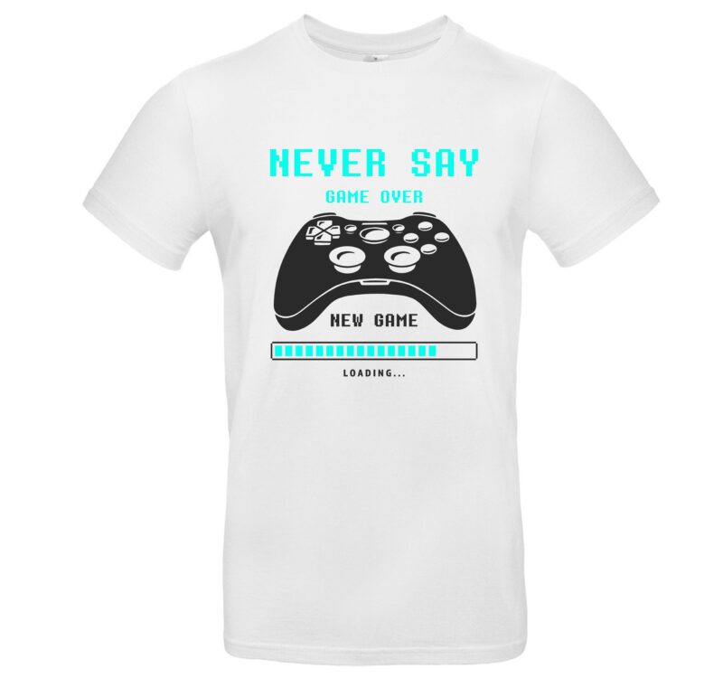 Gamer T-Shirt Never Say Game Over Bequemes Gaming Shirt mit Controller Print Cooles Motiv für Zocker Unisex für Männer und Frauen Perfektes Geschenk für Gamer – Bild 2