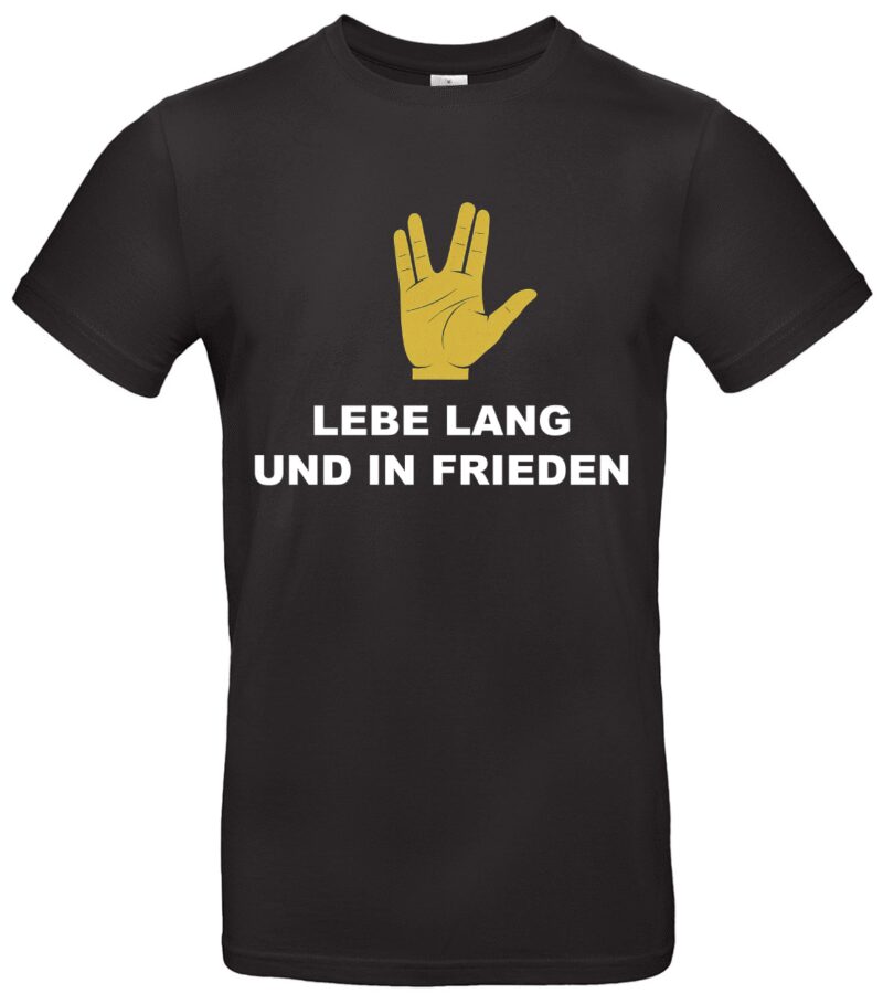 Trekkie Gruß T Shirt Kultiger Lebe lang und in Frieden-Druck Bequem & hochwertig Für Trek Fans Perfekt als Geschenkidee