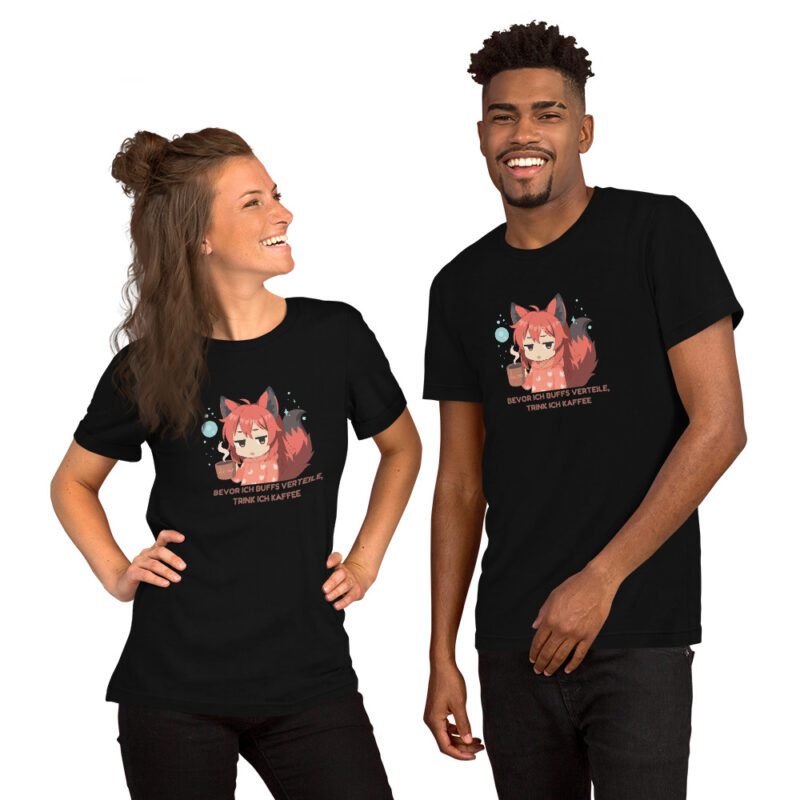 Gaming T-Shirt Kitsune Chibi Design Witziger Kaffee Spruch Nerds & Zocker Cooles Geschenk von Kitsukami