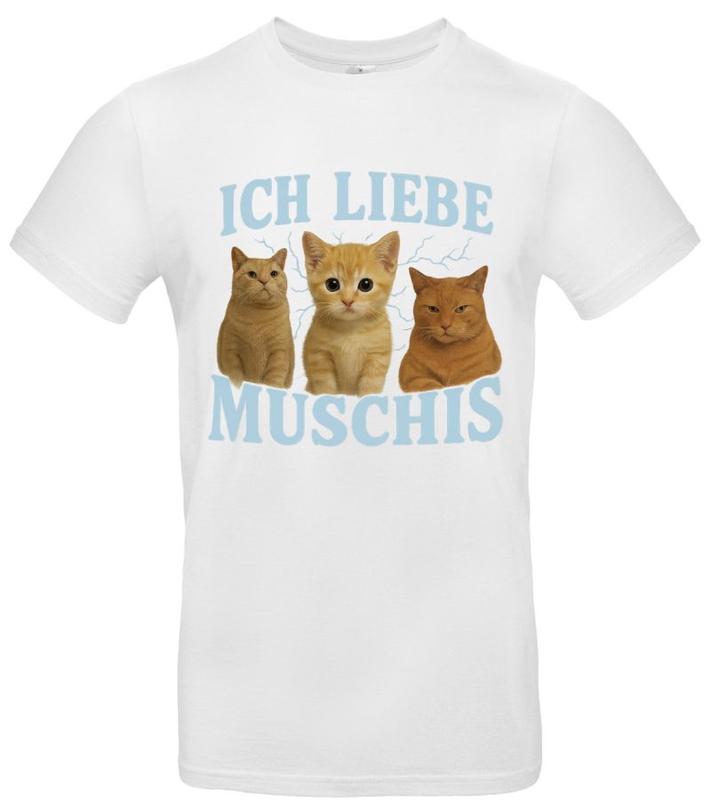 Ich liebe Muschis T Shirt Lustiges Katzenmotiv Perfekt für Tierliebhaber Humorvolles Geschenk für Haustierfreunde Weiches Baumwollmaterial – Bild 2