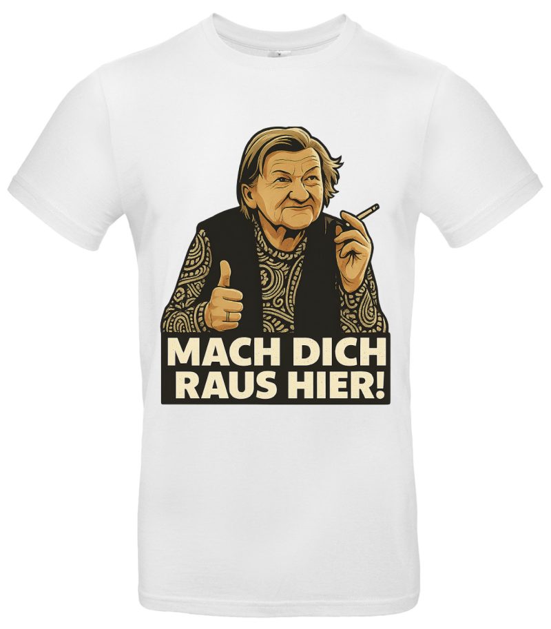 Karin Ritter T Shirt Mach dich raus hier Meme Shirt Assi Familie Spruch Funshirt für Männer Frauen Kult Klassiker 90er Trash TV Geschenk – Bild 2