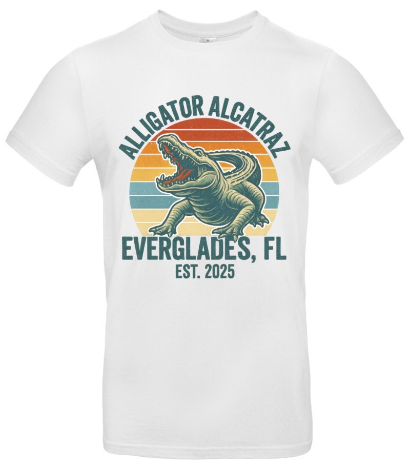 Alligator Alcatraz T-Shirt USA Florida Everglades Motiv 100 % Baumwolle Regular-Fit S–XXL Geschenk für Männer Trump Fan – Bild 2