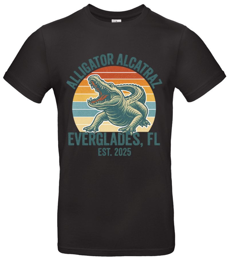 Alligator Alcatraz T-Shirt USA Florida Everglades Motiv 100 % Baumwolle Regular-Fit S–XXL Geschenk für Männer Trump Fan