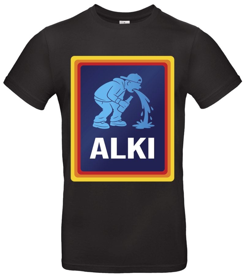 Alki T-Shirt für Männer lustig Satire Shirt mit Bier-Motiv 100 % Baumwolle S–XXL Geschenk für Partytrinker Festival JGA Kneipentour