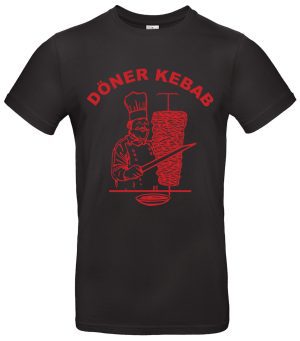Döner Kebab T-Shirt für Herren aus Baumwolle – Lustiges Fast Food Shirt mit Koch Motiv – Streetwear in Schwarz oder Weiß – Geschenk für Imbiss-Fans und Food Lover