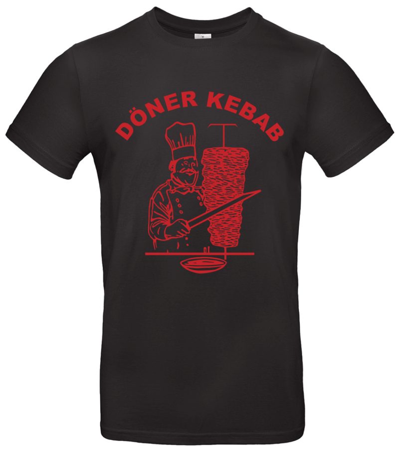 Döner Kebab T-Shirt für Herren aus Baumwolle – Lustiges Fast Food Shirt mit Koch Motiv – Streetwear in Schwarz oder Weiß – Geschenk für Imbiss-Fans und Food Lover