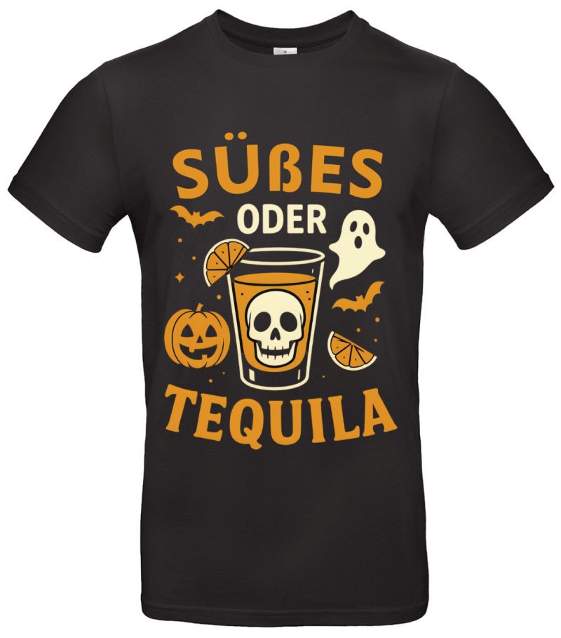 Süßes oder Tequila T-Shirt Halloween Shirt lustig für Party Kostüm Outfit Spruch Funshirt Geschenk