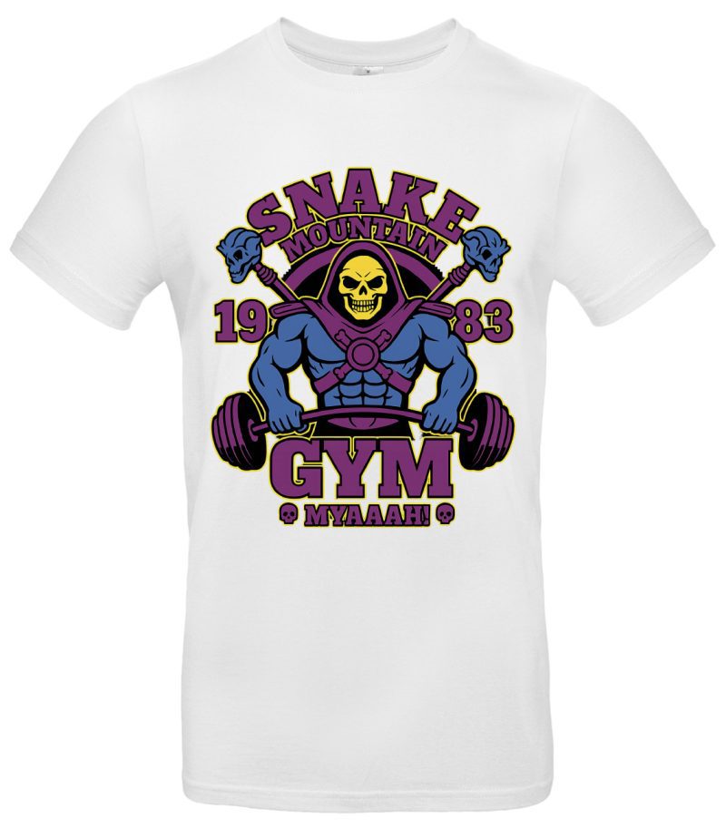 Snake Mountain Gym T-Shirt Skeletor Style – 100 % Baumwolle Regular Fit – Fitness Anime Shirt für Bodybuilder & Nerds – Weiß oder Schwarz – S bis XXL – Bild 2