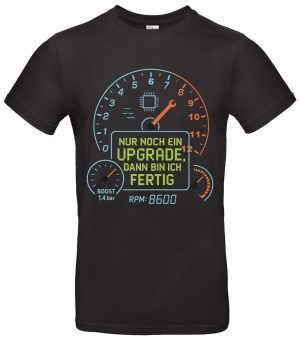 Upgrade Spruch T-Shirt Technik Nerd Geschenk Männer Baumwolle Schwarz Weiß S–XXL RPM Tuning Boost Auto Witziges Shirt für Gamer Entwickler IT-Profis