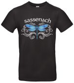 Sassenach T-Shirt Damen Herren 100 % Baumwolle Regular Fit Outlander Libelle Motiv Fan Shirt Geschenk Serie Schwarz Weiß S–XXL