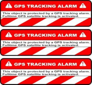 GPS Tracking Alarm Aufkleber Set 3 Stück – Diebstahlschutz Warnsticker für Auto Motorrad Fahrrad – wetterfest, UV-beständig, 7x2 cm