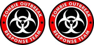 Zombie Outbreak Response Team Aufkleber 100x100 mm wetterfest UV-beständig Vinyl Sticker für Auto Laptop Fenster