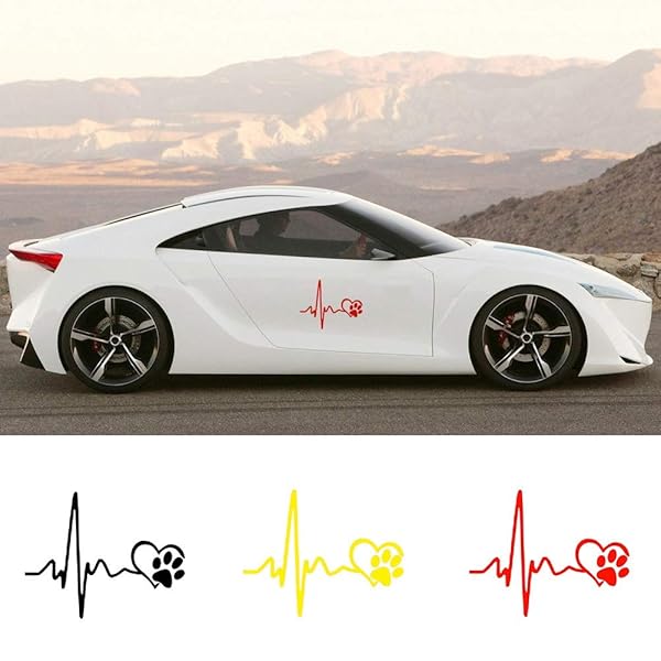 Auto Aufkleber EKG Herz Hund Fußabdruck reflektierend 5 Auto Aufkleber EKG Herz Hund Fußabdruck reflektierend – Bild 3