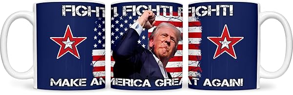 Donald Trump Tasse 330 ml Keramik mit Fight Motiv 1 Donald Trump Tasse 330 ml Keramik mit Fight Motiv