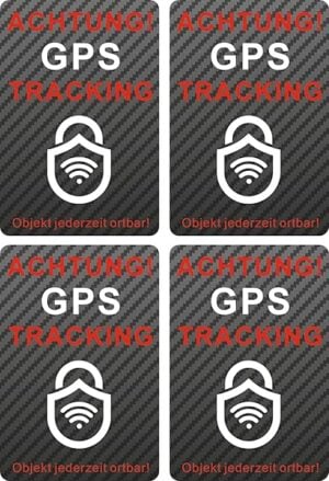 GPS Tracker Fahrrad Aufkleber – Bombenfeste Klebekraft – Wetterfest & Klimaneutral – Schutz für Fahrrad & E-Bike – 4 Stück in edler Carbon Optik