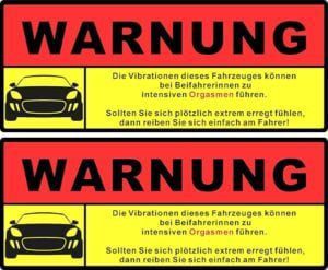Funsticker Achtung Vibration Aufkleber 10x5,5 cm selbstklebend wetterfest UV-beständig Traktor LKW Auto Motorrad Spaßdeko