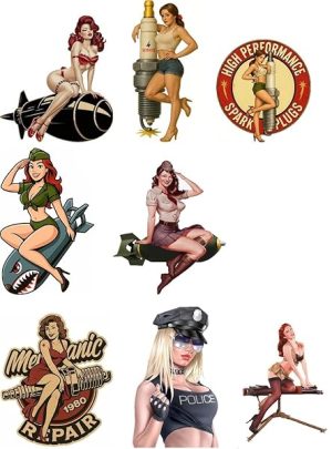 Pin Up Girl Aufkleber Set Retro Rockabilly