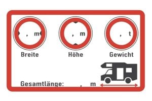 Wohnmobil Aufkleber Set – Selbstklebend & Beschreibbar – Fahrzeugmaße Länge/Breite/Höhe/Gewicht – UV-beständige Folie für Cockpit & Armaturenbrett – 2 Stück 10x6 cm Wohnwagen Zubehör